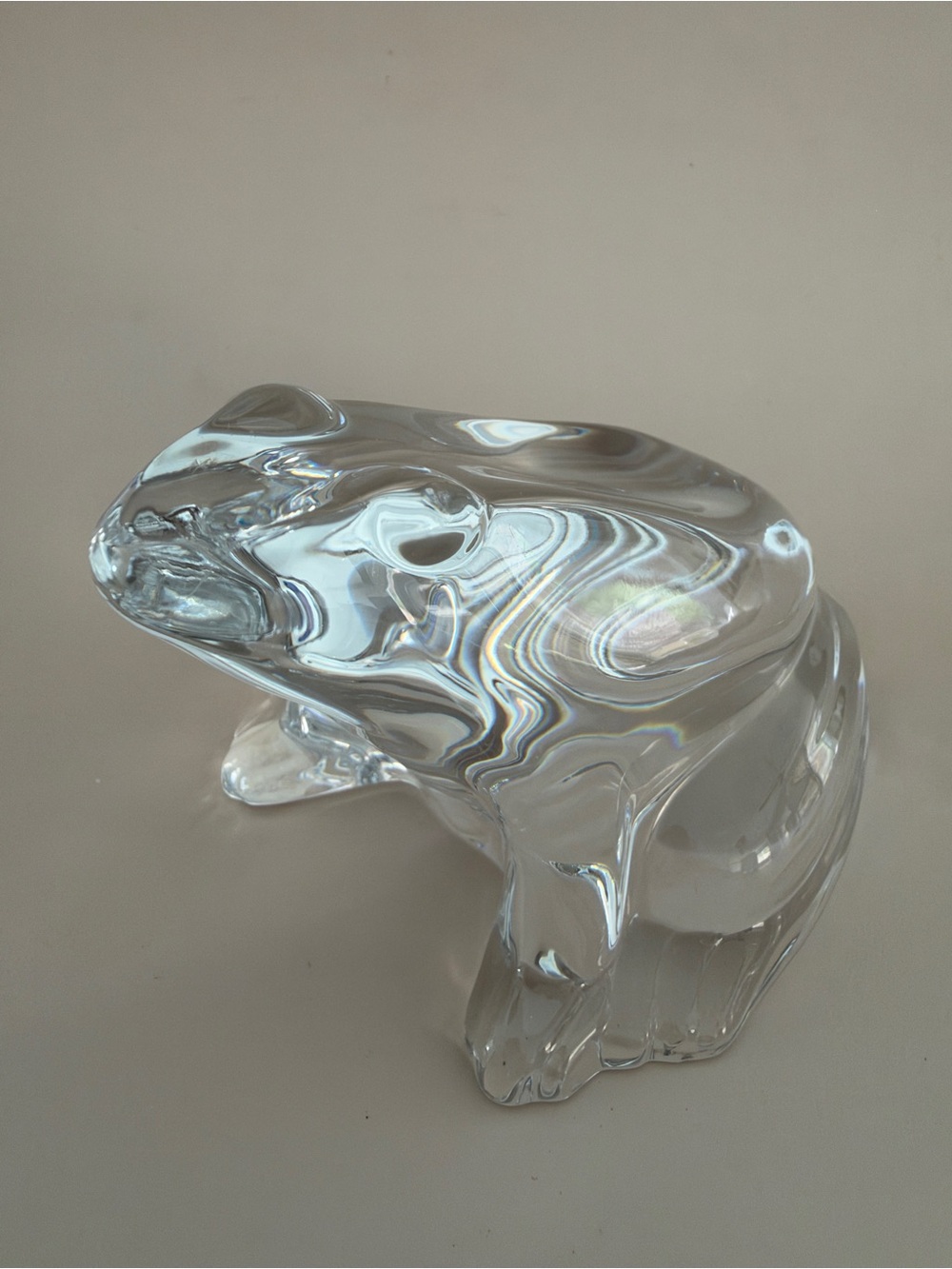 Vintage Signed Baccarat Clear Crystal Frog Figurine
